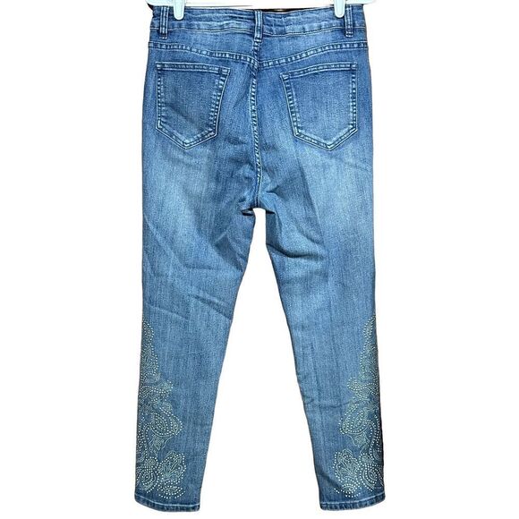 Women's Soft Surroundings Slim Ankle Riley Embellished Blue Jean's Size 8P - Picture 4 of 4